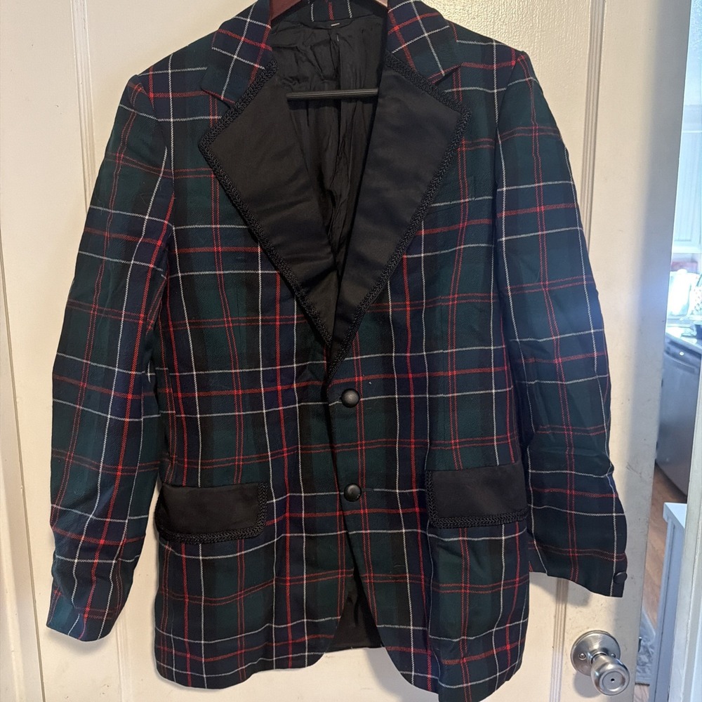 The Scotch House Vintage Red Tartan Plaid Wool Blazer Sport Coat Size 42R